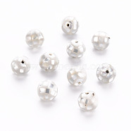 Resin Beads, with Natural Light Grey Shell, Round, Light Grey, 8.5mm, Hole: 1mm(SSHEL-T014-38-8mm-04)