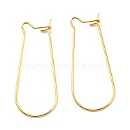 304 Stainless Steel Hoop Earring Findings, Kidney Ear Wire, Real 14K Gold Plated, 33x13.5mm(EJEW-B023-07G)