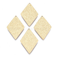 316 Surgical Stainless Steel Pendants, Rhombus, Real 14K Gold Plated, 22x15x1mm, Hole: 0.9mm(STAS-N097-049A-01)