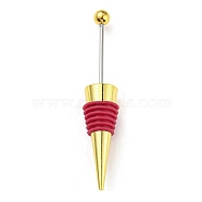 DIY Beadable Alloy Red Wine Stopper, Silicone Bottle Stopper, Cone, Cerise, 114.5x21.5mm(AJEW-Z016-03A-G)