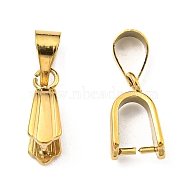 304 Stainless Steel Ice Pick Pinch Bails, Real 18K Gold Plated, 10.5x6.5x4mm, Hole: 3.5x5mm, Pin: 0.8mm(STAS-G310-16G)