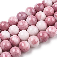 Opaque Crackle Glass Round Beads Strands, Imitation Stones, Round, Cerise, 10mm, Hole: 1.5mm, about 80pcs/strand, 30.31~31.10 inch(77~79cm)(GLAA-T031-10mm-01I)