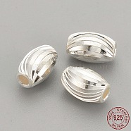 925 Sterling Silver Beads, Oval, Silver, 7x4mm, Hole: 1.5mm(STER-S002-17-7x4mm)