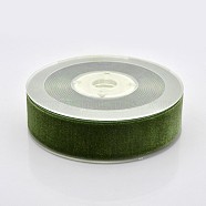 Polyester Velvet Ribbon for Gift Packing and Festival Decoration, Olive, 1 inch(26mm), about 25yards/roll(22.86m/roll)(SRIB-M001-26mm-570)