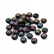 Spray Painted Alloy Enamel Beads, Flat Round with Number.8, Mixed Color, 9x10x5mm, Hole: 1.6~1.8mm(ENAM-K067-01)