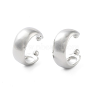 Plain Brass Flat Cuff Earrings, Long-Lasting Plated, Cadmium Free & Lead Free, Platinum, 16x6.5mm(EJEW-Q811-40P)
