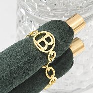 Brass Open Cuff Rings for Women, Letter, Rack Plating, Long-Lasting Plated, Cadmium Free & Lead Free Real 18K Gold Plated, Letter B, 16.5mm(RJEW-K289-01G-B)