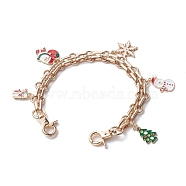 Iron Purse Extension Chains, with Christmas Theme Alloy Enamel Charm, Swivel Clasps, for Bag Straps Replacement Accessories, Golden, 26cm(AJEW-BA00106)