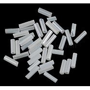 Glass Bugle Beads, Seed Beads, White, about 6mm long, 1.8mm in diameter, hole: 0.6mm, about 1111pcs/50g. (X-TSDB6MM141T)