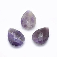 Natural Amethyst Cabochons, Faceted, teardrop, 17~18x12.5x4.5~6mm(G-P384-D02)