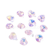 Electroplate Glass Charms, AB Color Plated, Faceted Heart, Plum, 10x10x5~5.5mm, Hole: 1~1.2mm(GGLA-Z002-02H)