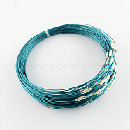 Steel Wire Bracelet Cord DIY Jewelry Making, with Brass Screw Clasp, Dark Cyan, 225x1mm(TWIR-R004-17)