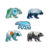 5Pcs 5 Style Polar Bear with Scenery Computerized Embroidery Cloth Iron on/Sew on Patches, Costume Accessories, Mixed Color, 43~59x84~92x1.2~1.5mm, 1pc/style(DIY-HY0001-53)