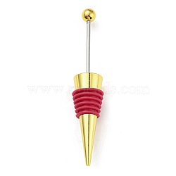 DIY Beadable Alloy Red Wine Stopper, Silicone Bottle Stopper, Cone, Cerise, 114.5x21.5mm(AJEW-Z016-03A-G)