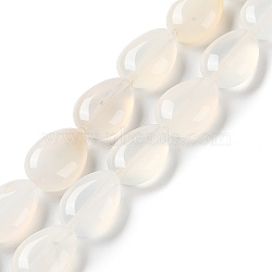 Natural White Agate Beads Strands, Flat Teardrop, 13~14x9.5~10x5~5.5mm, Hole: 1.2mm, about 28pcs/strand, 15.16''(38.5cm)(G-K357-A07-02)