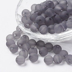 Transparent Acrylic Beads, Round, Frosted, Gray, 10mm, Hole: 2mm(X-PL705-C62)