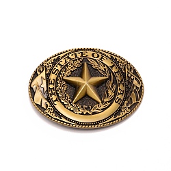 Alloy Smooth Buckles, Belt Fastener, Oval with Star Pattern, Antique Bronze, 67x89.5x8mm, Hole: 40.5x17mm(AJEW-WH0251-57AB)