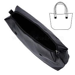 PU Leather Beach Bag Organizer Insert, Bag Inner Pocket with Zipper, Black, 36x36x3.2cm, Hole: 18mm(FIND-WH0152-27B)