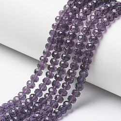 Glass Beads Strands, Faceted, Rondelle, Medium Purple, 3.5x3mm, Hole: 0.4mm, about 123~127pcs/strand, 13.78 inch~14.17 inch(35~36cm)(EGLA-A034-T3mm-D15)