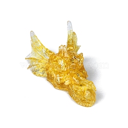 Resin Dragon Head Display Decoration, with Natural Citrine Chips inside Statues for Home Office Decorations, 90x60x40mm(PW-WG22237-06)