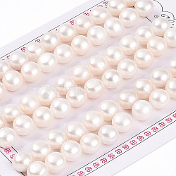 Grade 3A Natural Cultured Freshwater Pearl Beads, Half Drilled, Half Round Beads, Creamy White, 8~8.5x5.5~6mm, Hole: 1mm(PEAR-N018-3A-8085A)