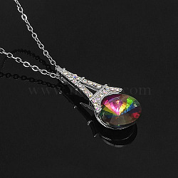 Crystal Pendant Necklaces, with Alloy Chain, Platinum, 19.69 inch(50cm)(XY2400-2)