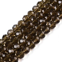 Glass Beads Strands, Faceted, Rondelle, Tan, 6x5mm, Hole: 1mm, about 84~85pcs/strand, 16.34~16.54 inch(41.5~42cm)(EGLA-A044-T6mm-D16)