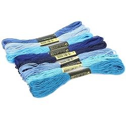 Cotton Crochet Threads, Embroidery Threads, Yarn for Lace Hand Knitting, Blue, 1.4mm, about 8.20 Yards(7.5m)/skein, 8 skeins/set(PW-WG77117-01)