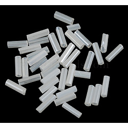 Glass Bugle Beads, Seed Beads, White, about 6mm long, 1.8mm in diameter, hole: 0.6mm, about 1111pcs/50g. (X-TSDB6MM141T)