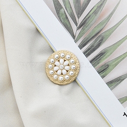 Alloy Resin Shank Buttons, with Plastic Imitation Pearls, for Garment Accessories, White, 18mm(SENE-PW0013-08A-12A)