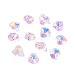 Electroplate Glass Charms, AB Color Plated, Faceted Heart, Plum, 10x10x5~5.5mm, Hole: 1~1.2mm(GGLA-Z002-02H)