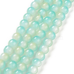 Baking Painted Glass Beads Strands, Imitation Opalite, Round, Pale Green, 6mm, Hole: 1.2mm, about 134pcs/strand, 30~30.01''(76.2~76.4cm)(DGLA-R053-01F)