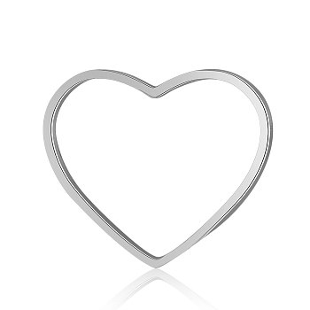 201 Stainless Steel Linking Rings, Heart, Stainless Steel Color, 14x17.5x1mm, Hole: 16x11mm