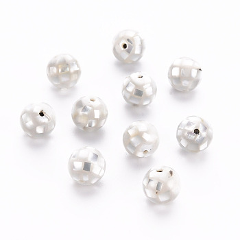 Resin Beads, with Natural Light Grey Shell, Round, Light Grey, 8.5mm, Hole: 1mm