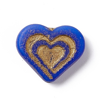 Czech Glass Beads, Heart, Royal Blue, 13.5x16.5x4.5mm, Hole: 1mm