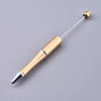 Plastic Beadable Pens, Shaft Black Ink Ballpoint Pen, for DIY Pen Decoration, Goldenrod, 144x12mm, The Middle Pole: 2mm