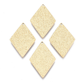 316 Surgical Stainless Steel Pendants, Rhombus, Real 14K Gold Plated, 22x15x1mm, Hole: 0.9mm