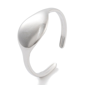 Non-Tarnish 304 Stainless Steel Teardrop Open Cuff Rings for Women, Stainless Steel Color, 8mm, Inner Diameter: Adjustable