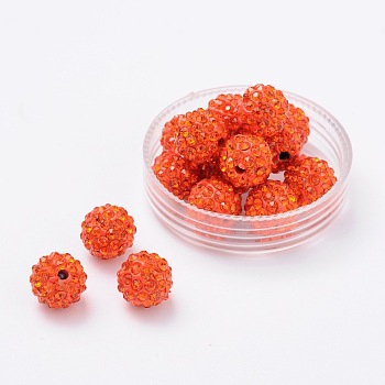 Pave Disco Ball Beads, Polymer Clay Rhinestone Beads, Grade A, Round, Hyacinth, PP14(2~2.1mm), 10mm, Hole: 1.0~1.2mm