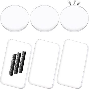 CHGCRAFT 10Pcs 2 Style Silicone Eyelash Extension Pads, Grafting Eyelashes Tools, Rectangle & Round, Clear, 2.9~9x2.9~5.3x0.25~0.4cm, 5pcs/style