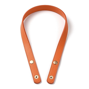 PU Leather Bag Handles, with Iron Snap Button, Coral, 62x1.95x0.6cm