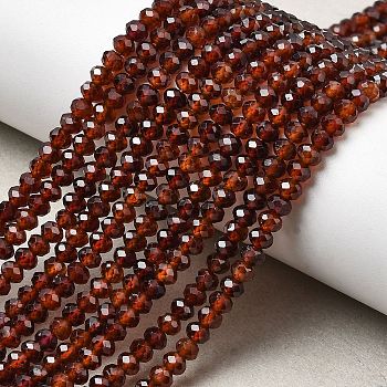 Natural Garnet Beads Strands, Rondelle, Faceted, 4x3mm, Hole: 0.8mm, about 132~133pcs/strand, 15.12~15.24''(38.4~38.7cm)