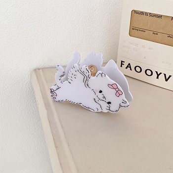 Cellulose Acetate Claw Hair Clips, Cat Shape, White, 83x55mm