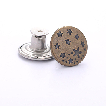 Alloy Button Pins for Jeans, Nautical Buttons, Garment Accessories, Round, Star, 17mm