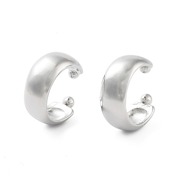 Plain Brass Flat Cuff Earrings, Long-Lasting Plated, Cadmium Free & Lead Free, Platinum, 16x6.5mm