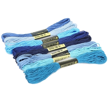 Cotton Crochet Threads, Embroidery Threads, Yarn for Lace Hand Knitting, Blue, 1.4mm, about 8.20 Yards(7.5m)/skein, 8 skeins/set