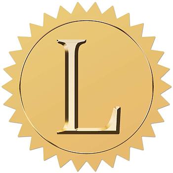 Self Adhesive Gold Foil Embossed Stickers, Medal Decoration Sticker, Letter L, 5x5cm