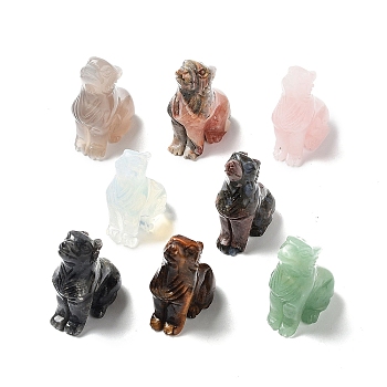 Natural & Synthetic Gemstone Carved Wolf Statues Ornament, Home Office Desk Feng Shui Decoration, 31~32x18x48mm