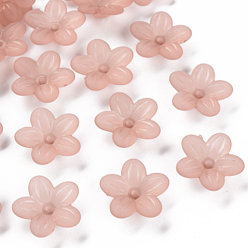 Frosted Acrylic Bead Caps, 5-Petal, Flower, Rosy Brown, 19.5x20x5.5mm, Hole: 1.6mm, about 740pcs/500g