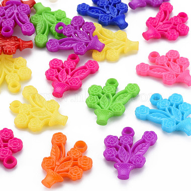 Mixed Color Flower Plastic Pendants